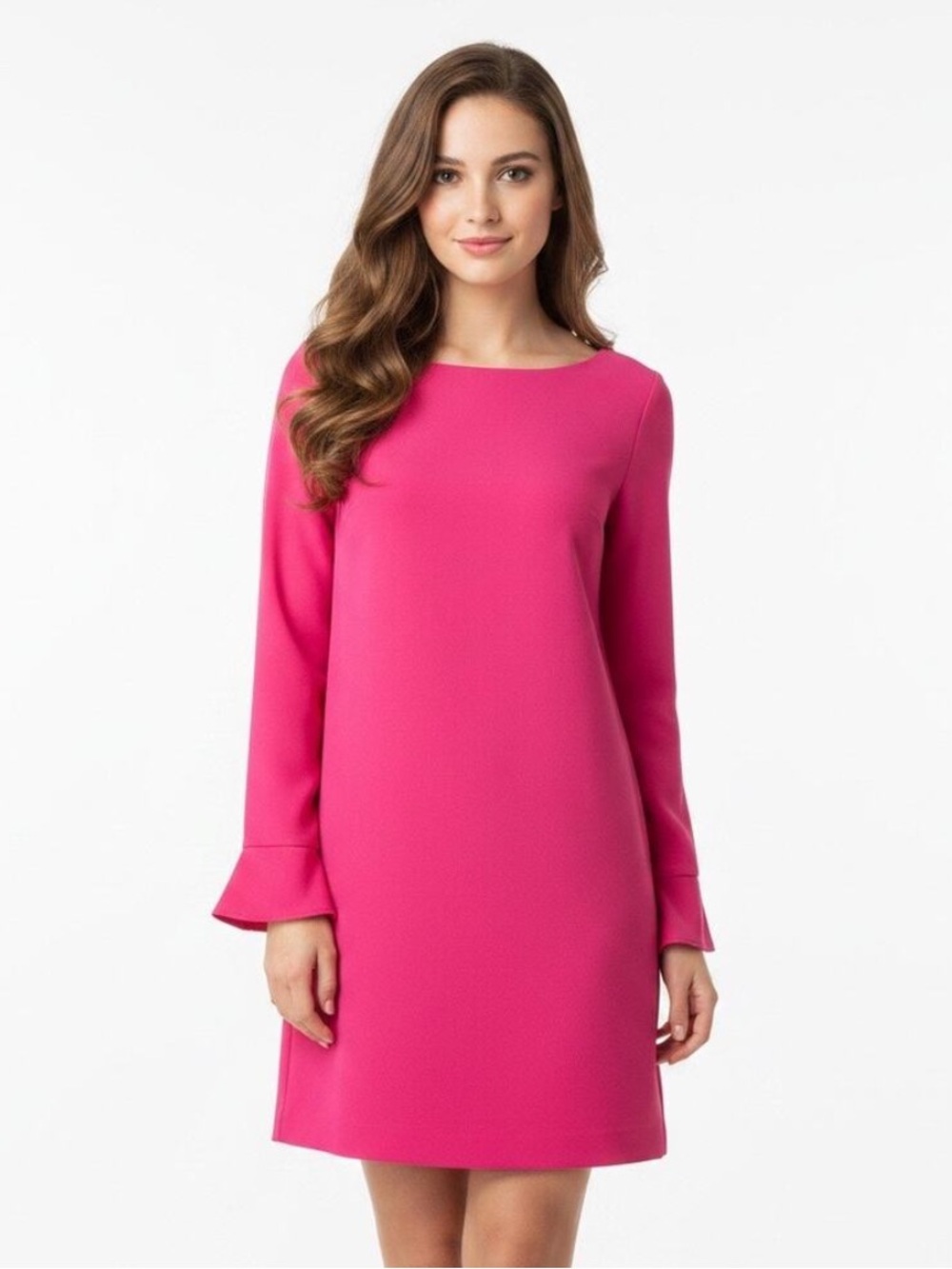 Banana Republic Hot Pink Mini Dress Ruffle Cuffs Long Sleeves - Size 4